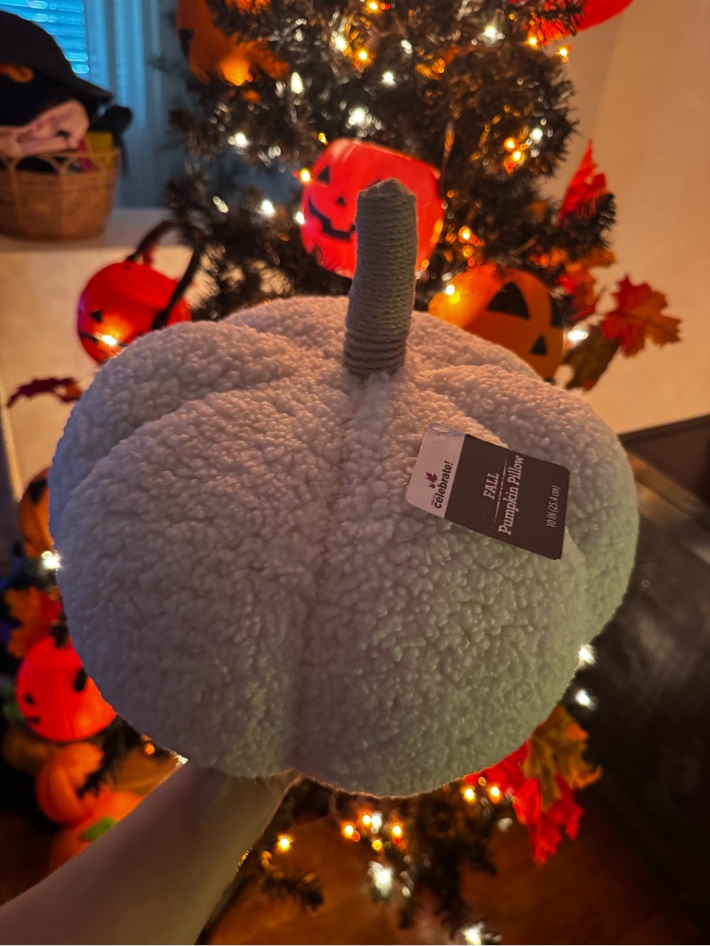 Cozy Cream Plush Pumpkin Pillow
